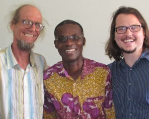 From left, Thomas Woernle, concert master of the Ghana National Symphony Orchestra, Isaac Anoh, director and conductor of the Ghana National Symphony Orchestra, Jordan Taylor. 