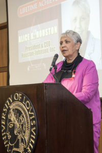 Alice Houston accepting her Lifetime Achievement Award