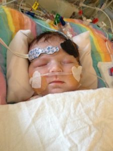 Though Violet was born at full term, her oxygen levels were low and she was placed on a ventilator because of congenital heart failure. 