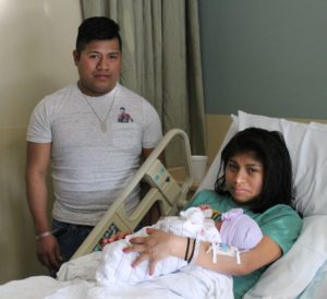 Irma Gonzalez Garcia (right) and Joel Chavéz welcomed baby Brittany shortly after midnight on Jan. 1.