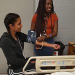 SHPEP participants Jasmine Torres and Shelisa Fairman at the UofL School of Nursing