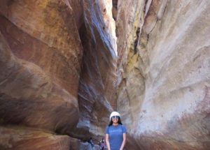 Etscorn Award winner Elizabeth Peña at Petra, a much-visited archaeological site in Jordan.