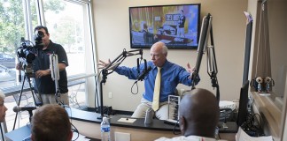 UofL's Mark Hebert and guests at a recent recording of the new "UofL Today with Mark Hebert" radio program.