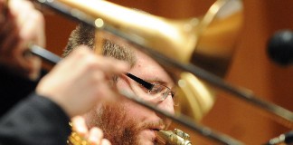 A musician at the 2015 Jazz Fest