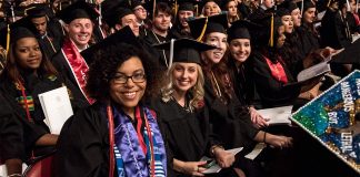 Spring 2016 graduates were all smiles during the May 14 commencement event.