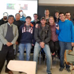 Professor Sundar Atre (front, in blazer), Endowed Chair of Manufacturing and Materials, and students participating in the new UofL 3-D Printing Business Incubator.