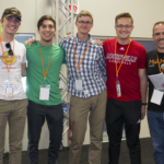 University of Louisville engineering students pose with FirstBuild director Larry Portaro (far right) after placing second in the makerspace/microfactory's 2017 MegaHackathon. (Credot: FirstBuild/GE Appliances)