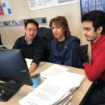 From Left: University of Louisville Ph.D. candidate Wenlong Sun, Dr. Olfa Nasraoui, and master student Sami Khenissi in the Knowledge Discovery and Web Mining Lab at the J.B. Speed School of Engineering.