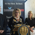 Kent School of Social Work associate professor Jennifer Middleton speaks at a human trafficking awareness announcement with Kentucky Attorney General Andy Beshear, Free2Hope founder Amy Leenerts and Women of the Well founder Summer Dickerson.