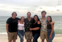 Kidney transplant patient Robert Waddell, center, with his wife and children after being off immunosuppresants for ten years. Left to right: Christian, Bailey, Rob, Karen (wife), Robby and Casey. Photo courtesy Rob Waddell.