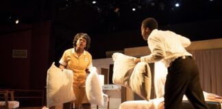 UofL alumni LaShondra Hood and Xavier Harris in The Mountaintop by Katori Hall. The Mountaintop was performed last year on campus and at the 2019 National Black Theatre Festival in Winston Salem, NC.