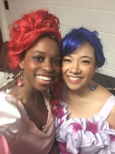 Felicia Wilkins, left, in costume during a New York City production of “Into the Woods”