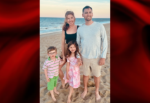 Cody Robinson and his family at the beach.