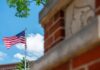 American flag on UofL's Belknap Campus.