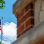 United States flag on Belknap Campus.