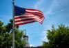 United States flag on a sunny day.