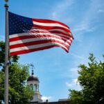 United States flag on a sunny day.