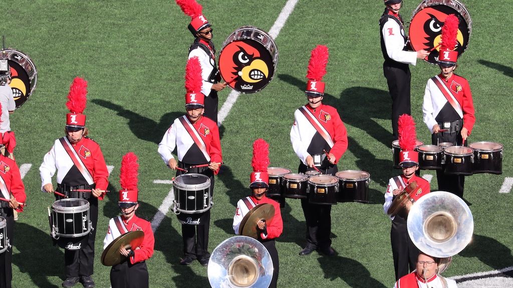 The Cardinal Marching Band at L&N Stadium on Saturday, Sept. 7. (Photo Credit: John-Michael Bassett)