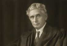 Pictured: Justice Louis D. Brandeis in his judicial robe, sometime between 1916 and 1939. Photograph by Harris and Ewing, collection of the Supreme Court of the United States.