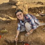 Woman at archaeological dig